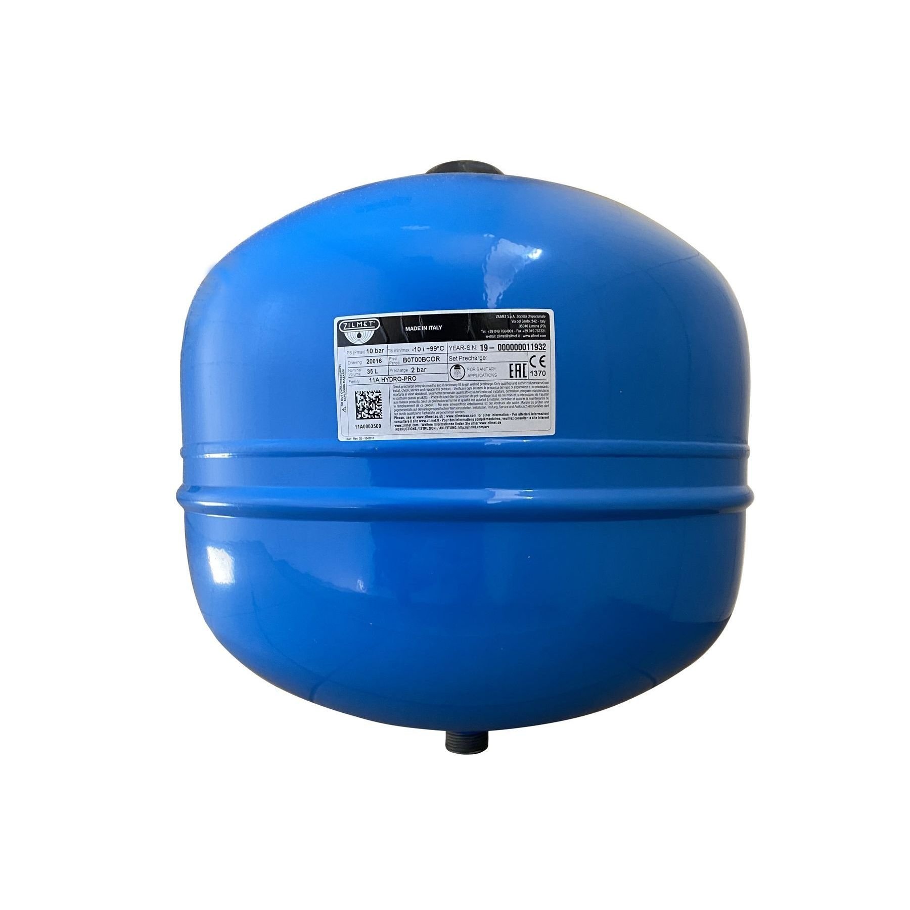 Гідроакумулятор з фіксованою мембраною  35л Zilmet HYDRO-pro 10bar ( 11A0003500 ) - Image 1