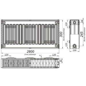 Радіатор сталевий 22/300х2800 бок KALDE - Image 7