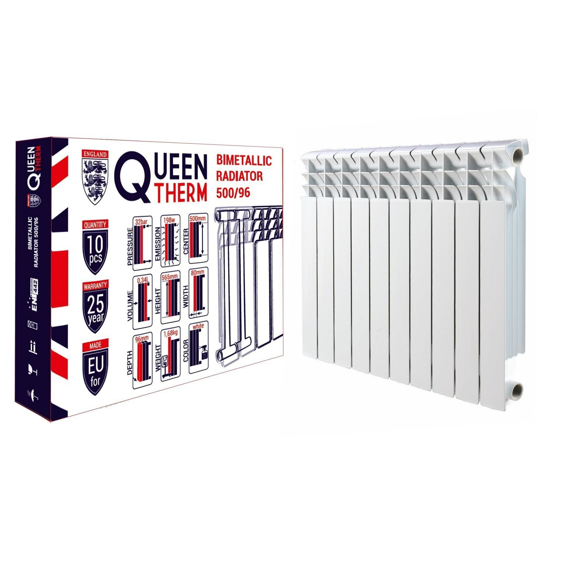 Радіатор біметалевий секційний QUEEN THERM 500/96 (кратно 10) - Image 1