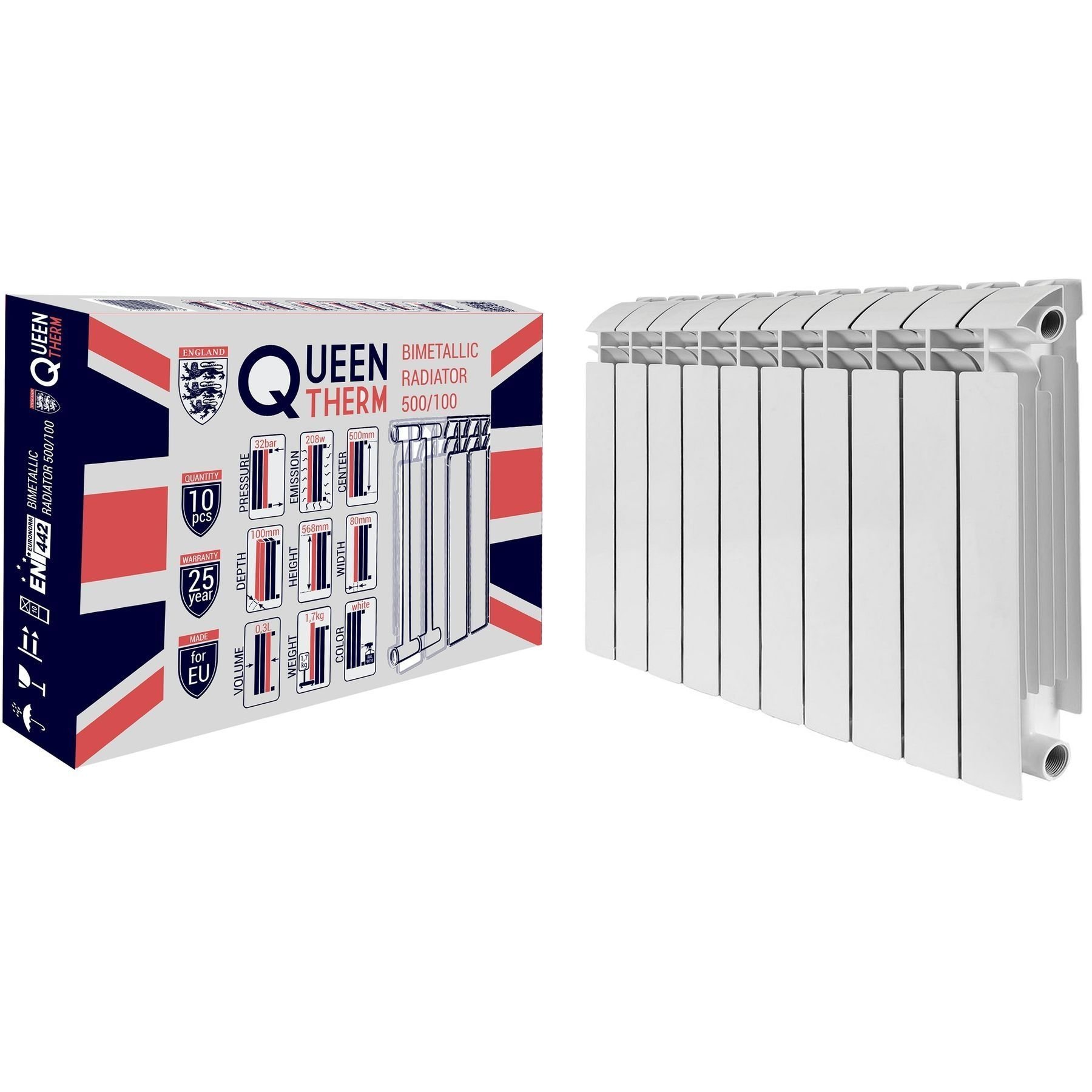 Радіатор біметалевий секційний QUEEN THERM 500/100 (кратно 10) - Image 1