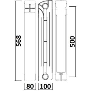 Радіатор біметалевий секційний QUEEN THERM 500/100 (кратно 10) - Image 2