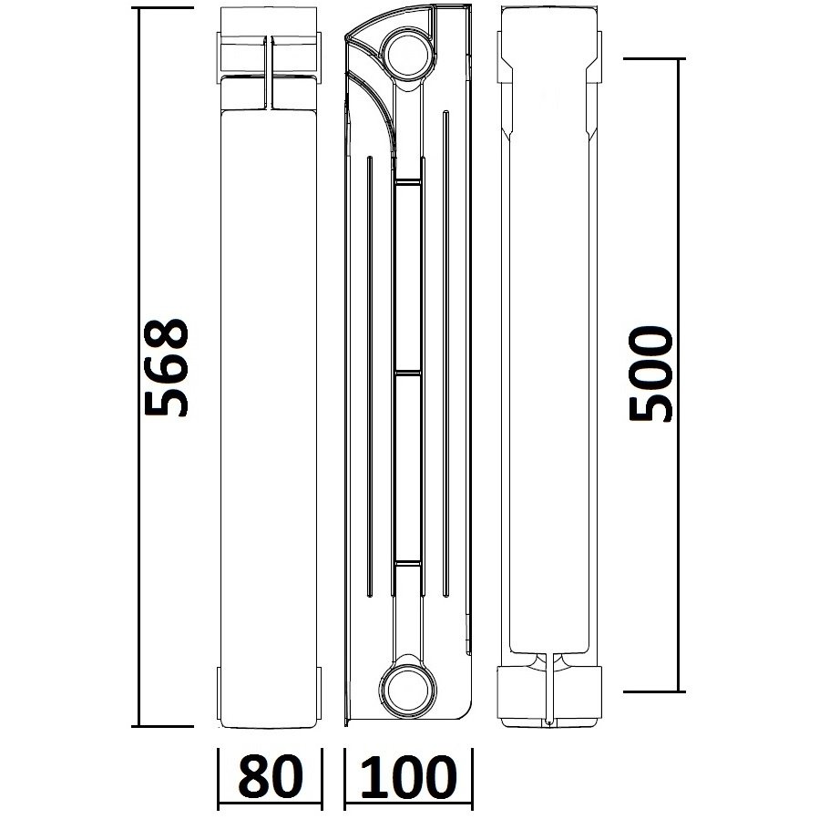 Радіатор біметалевий секційний QUEEN THERM 500/100 (кратно 10) - Image 2