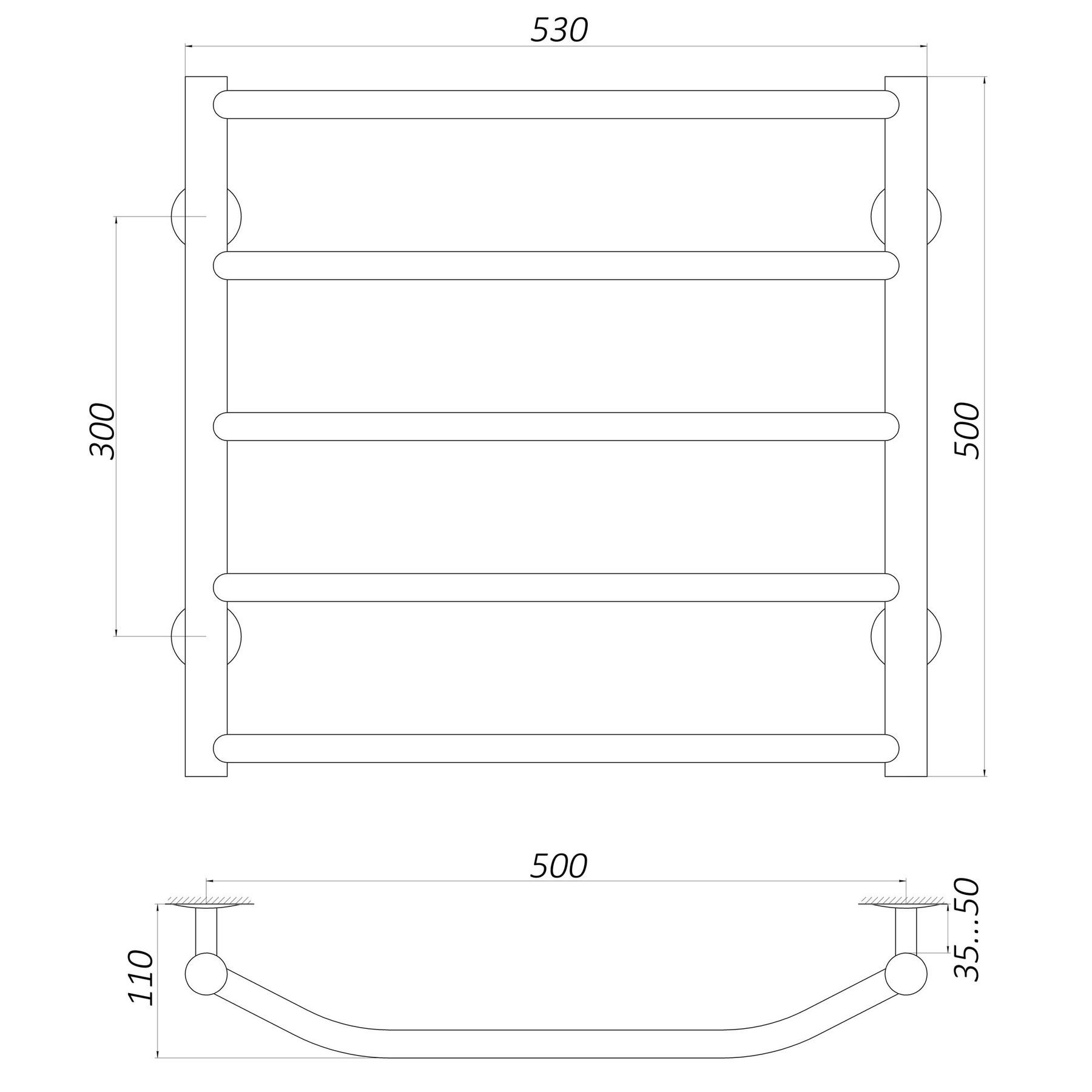 Рушникосушарка UNIO LT W 500-500-5 Драбинка Трапеція вода - Image 4