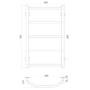 Рушникосушарка UNIO LT W 700-400-5 Драбинка Трапеція вода - Image 4