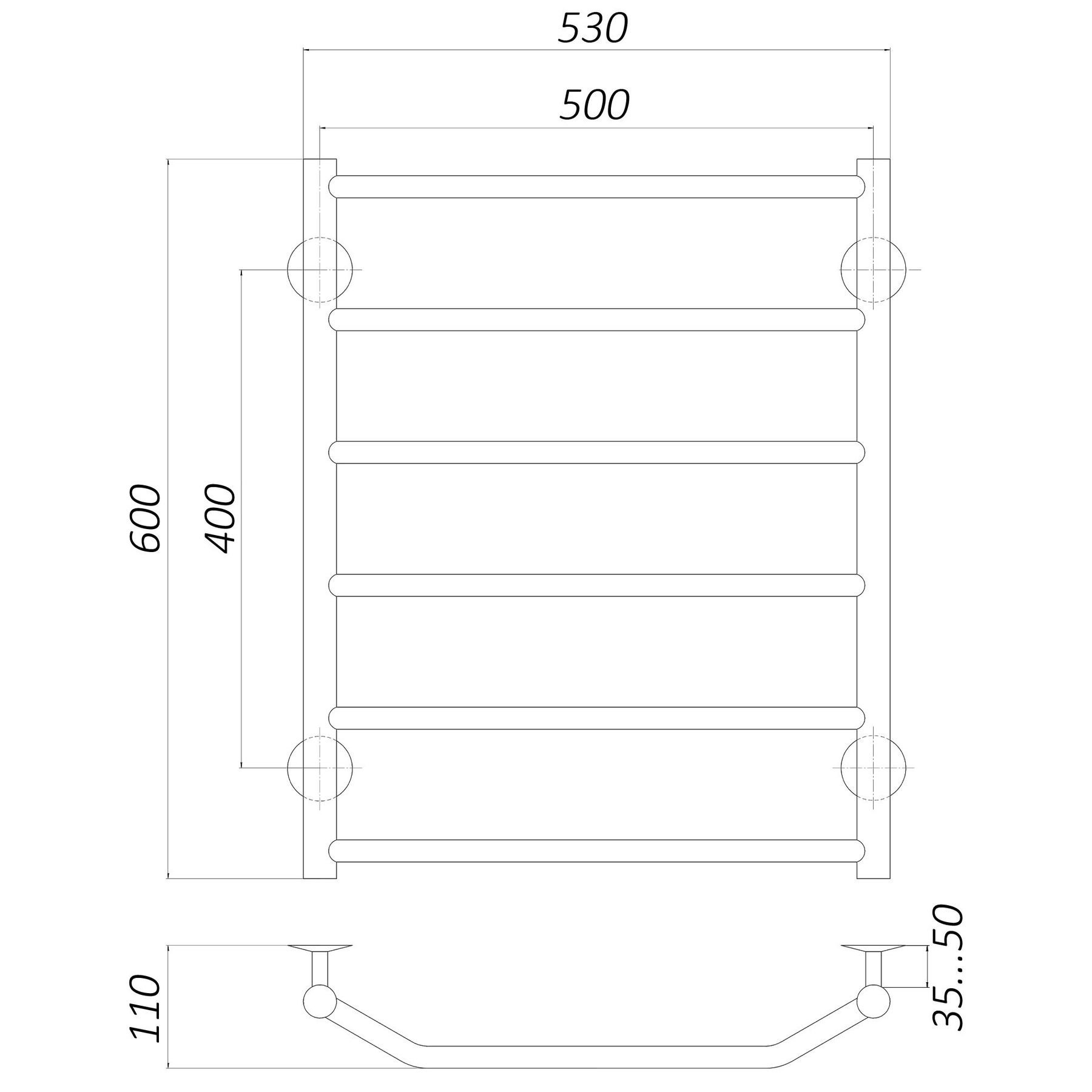 Рушникосушарка UNIO LT W 600-500-6 Драбинка Трапеція вода - Image 4
