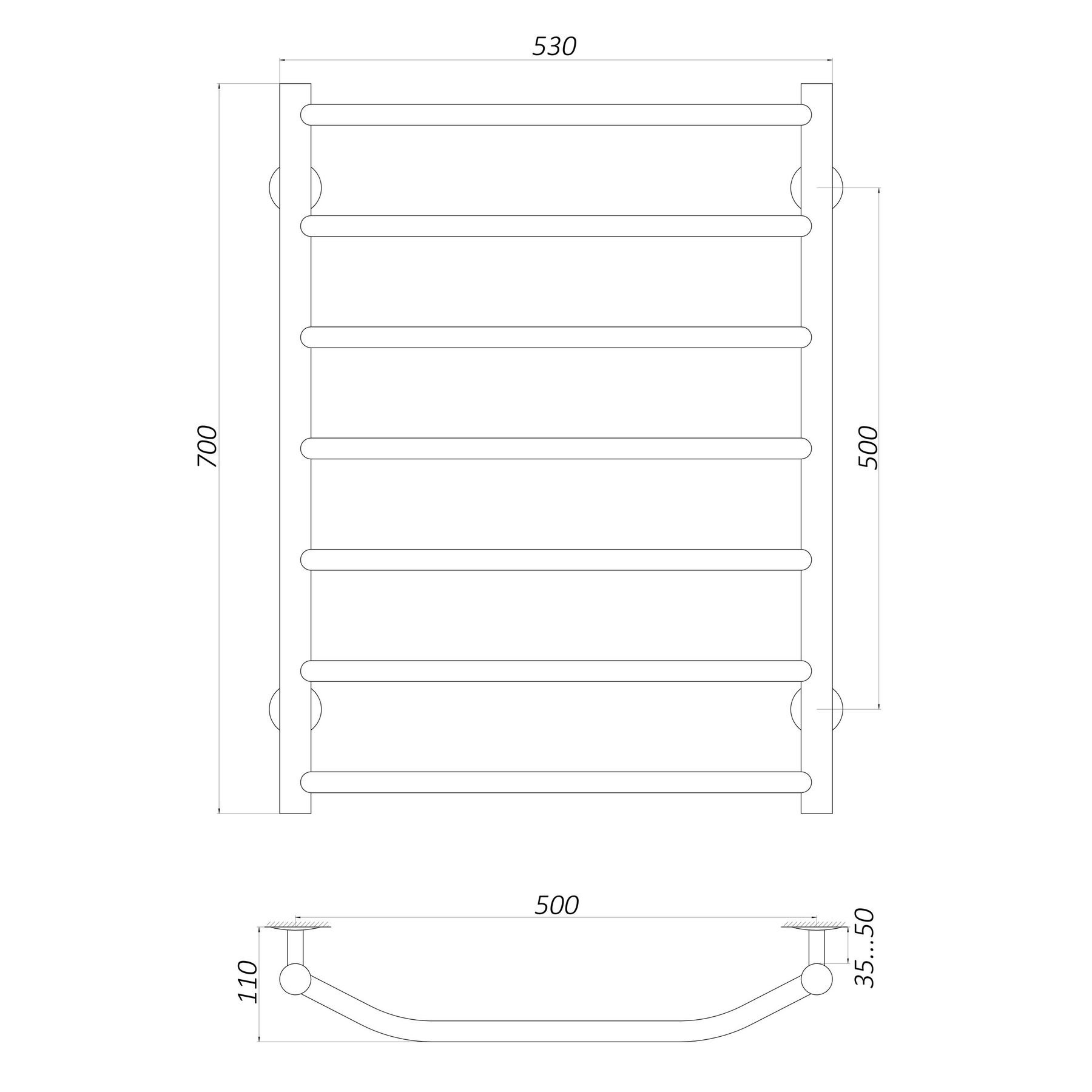 Рушникосушарка UNIO LT W 700-500-7 Драбинка Трапеція вода - Image 4