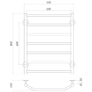Рушникосушарка UNIO LT W 800-500-7 Драбинка Трапеція вода - Image 4