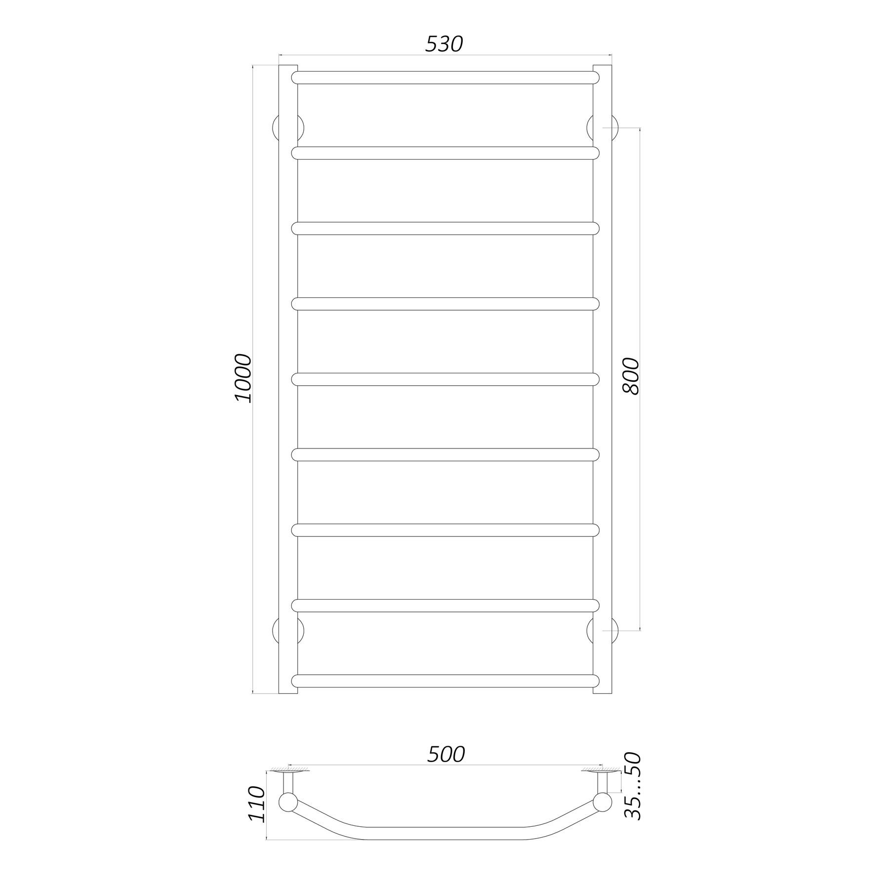 Рушникосушарка UNIO LT W 1000-500-9 Драбинка Трапеція вода - Image 5