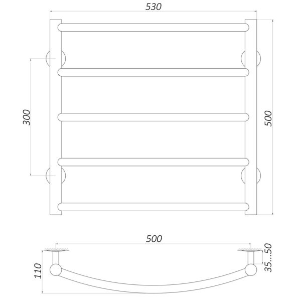 Рушникосушарка UNIO LD W 500-500-5 Драбинка Дуга вода