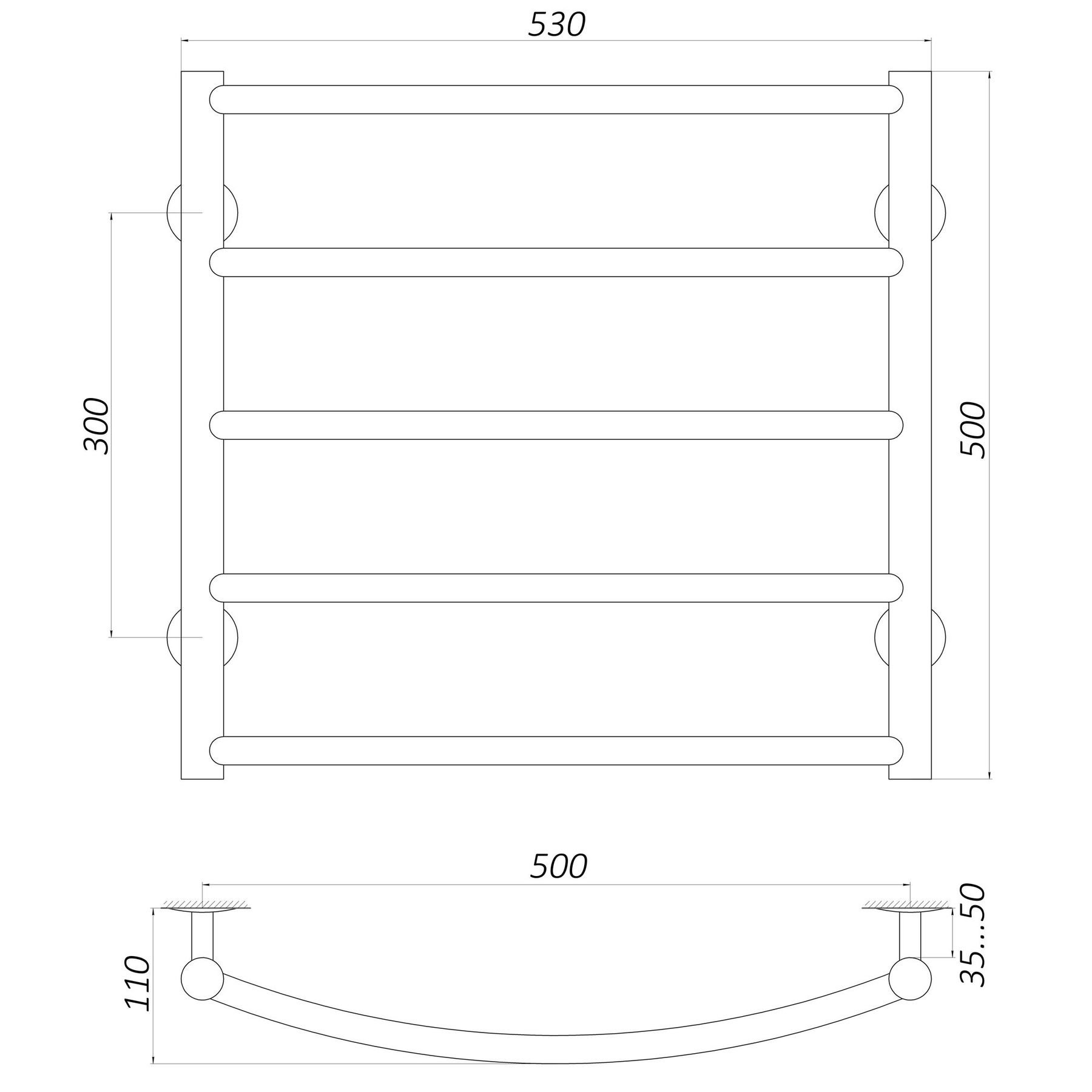 Рушникосушарка UNIO LD W 500-500-5 Драбинка Дуга вода - Image 4