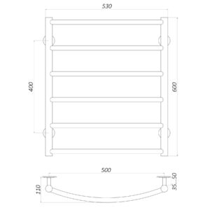 Рушникосушарка UNIO LD W 600-500-6 Драбинка Дуга вода - Image 4