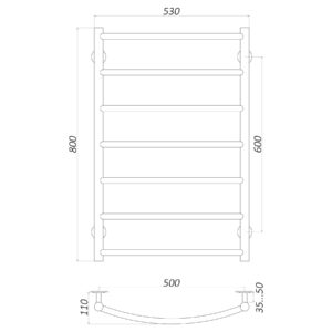 Рушникосушарка UNIO LD W 800-500-7 Драбинка Дуга вода - Image 4