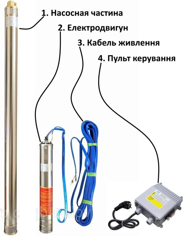 Насос свердловинний з підв, стійк, до піску 3″ OPTIMA  3SDm1,8/11 0,25 кВт 45м + пульт+кабель25м NEW