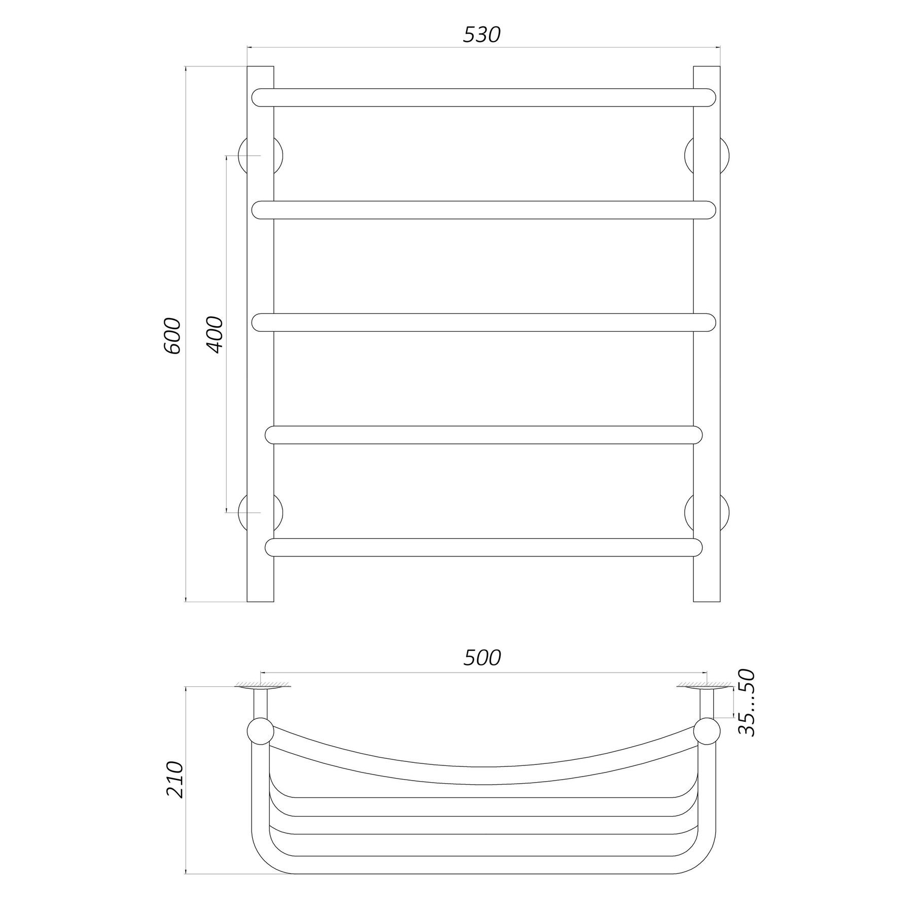 Рушникосушарка UNIO LКD W 600-500-5 Драбинка Каскад Дуга вода - Image 5