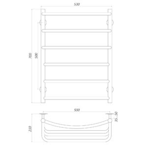 Рушникосушарка UNIO LКD W 700-500-6 Драбинка Каскад Дуга вода - Image 5