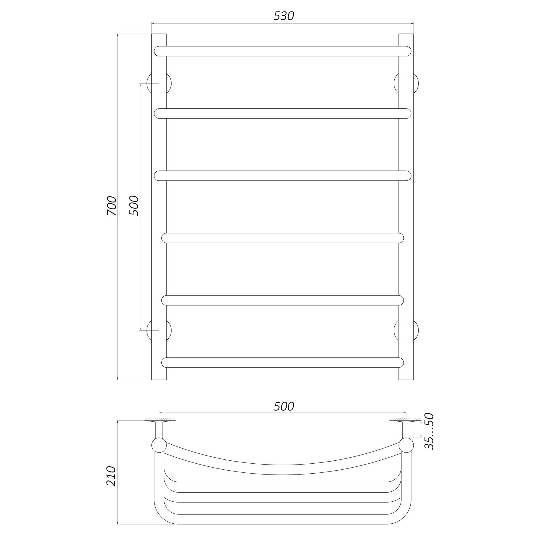 Рушникосушарка UNIO LКD W 700-500-6 Драбинка Каскад Дуга вода - Image 5