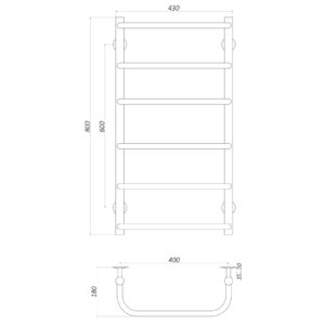 Рушникосушарка UNIO LS W 800-400-6 Драбинка Скоба вода - Image 4