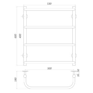 Рушникосушарка UNIO LS W 600-500-4 Драбинка Скоба вода - Image 4
