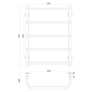 Рушникосушарка UNIO LS W 700-500-5 Драбинка Скоба вода - Image 5