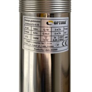 Насос свердловинний з підв, стійк, до піску OPTIMA 3,5SDm3/11 0,55 кВт 62м кабель 1,5м NEW - Image 7