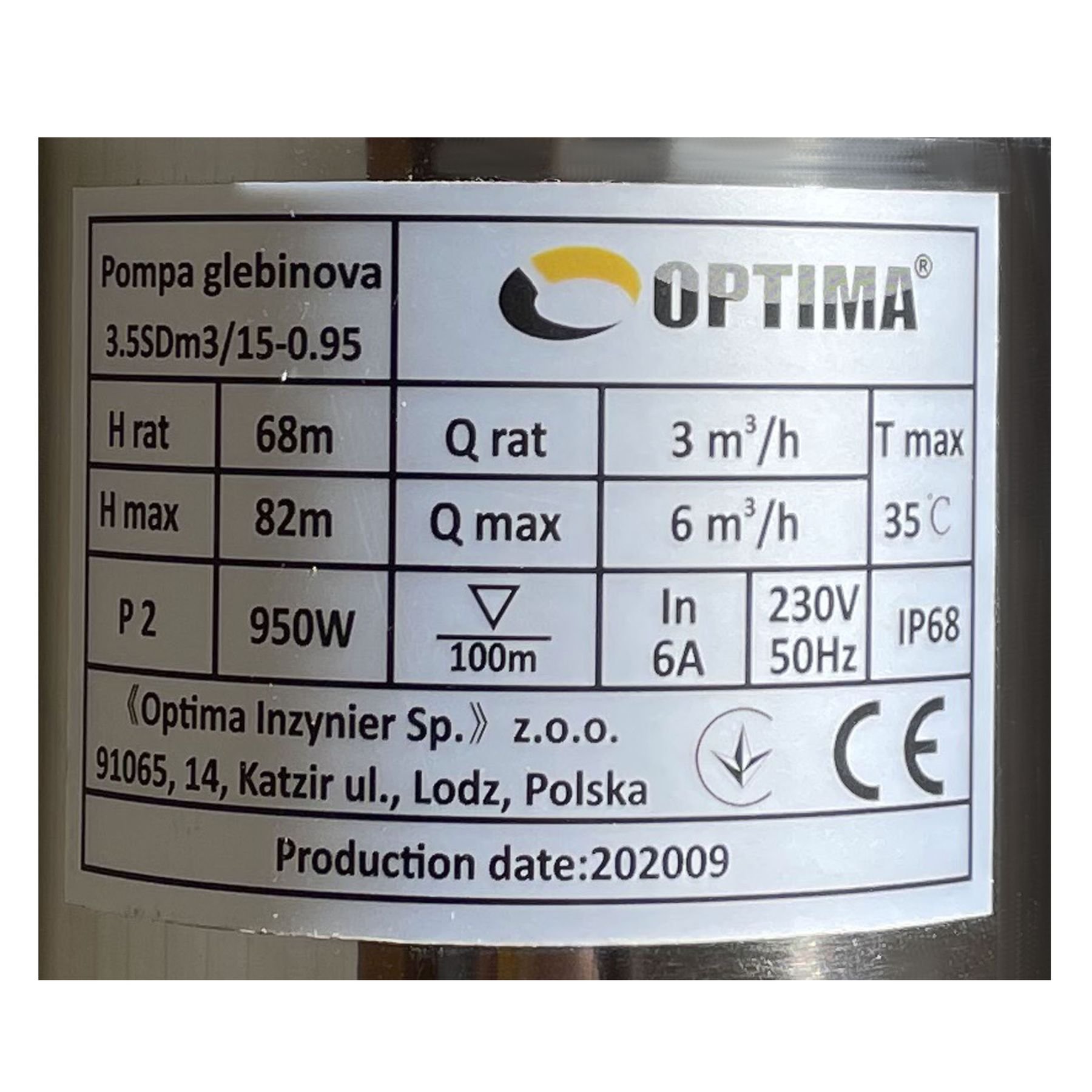 Насос свердловинний з підв, стійк, до піску OPTIMA 3,5SDm3/15 0,95 кВт 82м кабель 1,5м NEW - Image 7