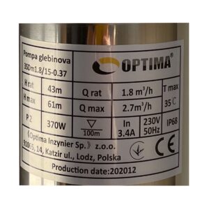 Насос свердловинний з підв, стійк, до піску 3″ OPTIMA  3SDm1,8/15 0,37 кВт 61м + пульт+кабель1,5мNEW - Image 3