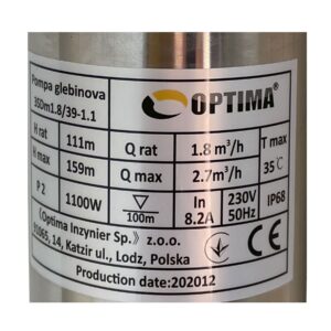 Насос свердловинний з підв, стійк, до піску 3″ OPTIMA 3SDm1,8/39 1,1 кВт 159м +пульт+кабель 1,5мNEW - Image 3