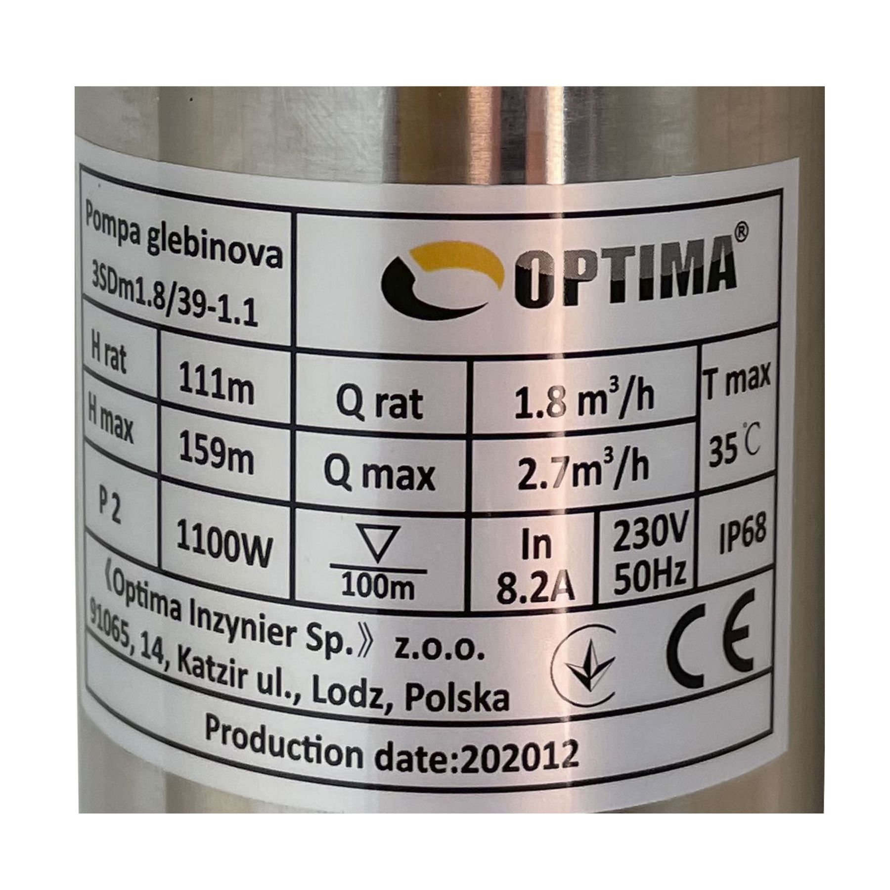 Насос свердловинний з підв, стійк, до піску 3″ OPTIMA 3SDm1,8/39 1,1 кВт 159м +пульт+кабель 1,5мNEW - Image 3
