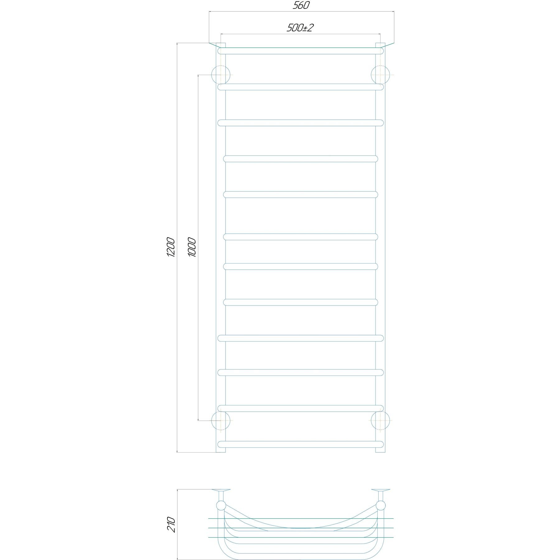 Рушникосушарка UNIO Zp W 1200-500-12 Зета з полицею вода - Image 8