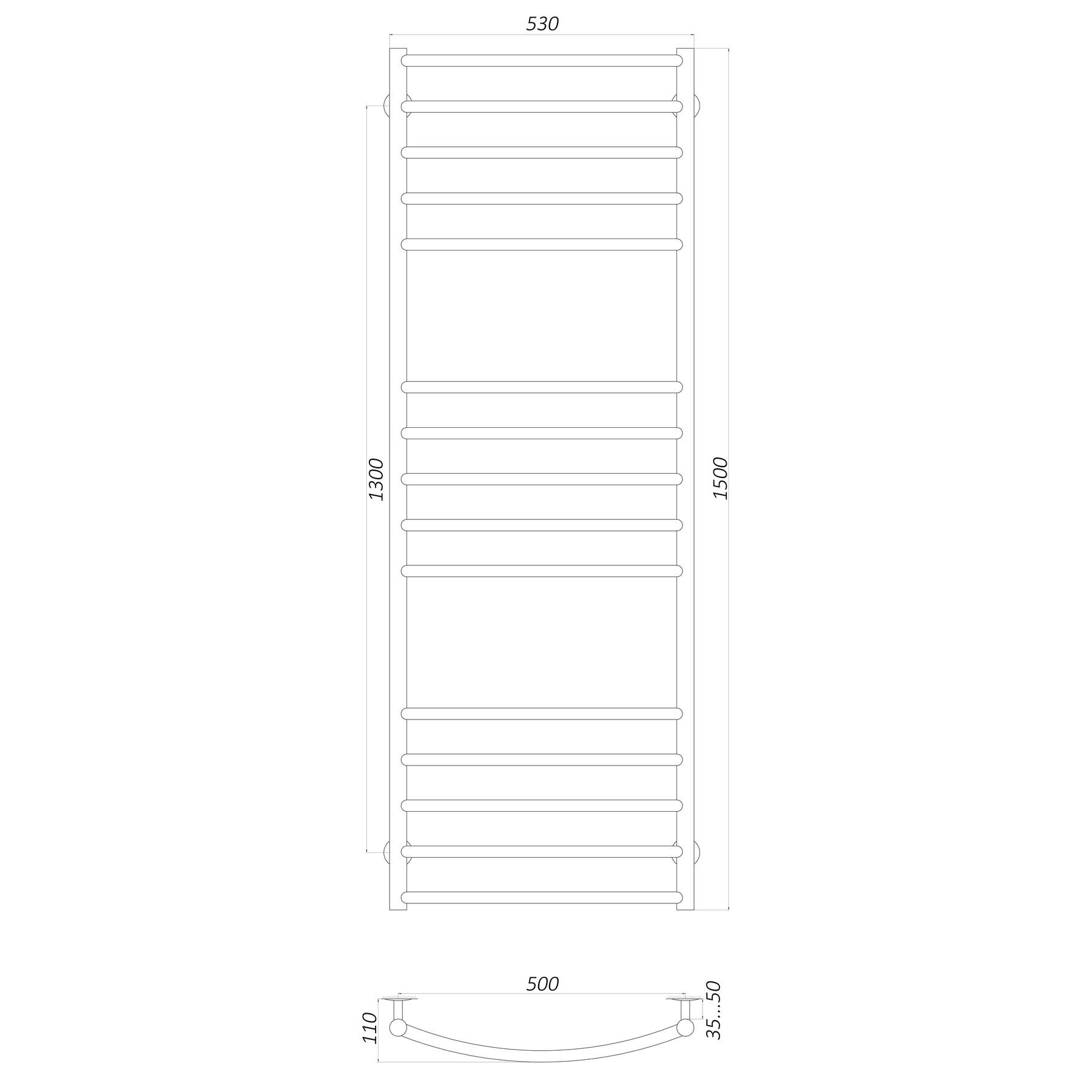 Рушникосушарка UNIO LDE EL 1500-500-15 Драбинка Дуга Еліт електро - Image 5