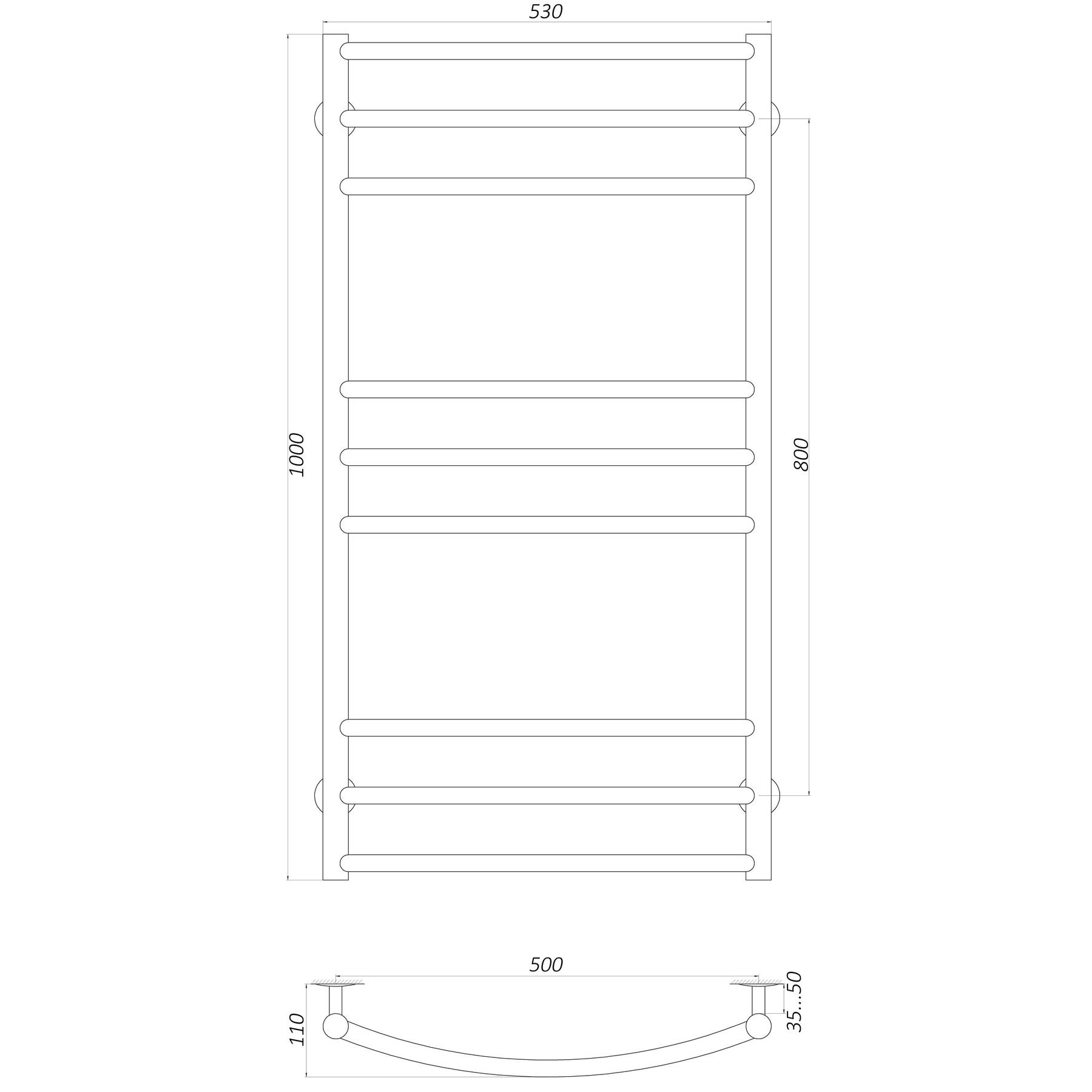 Рушникосушарка UNIO LDE W 1000-500-9 BLK Драбинка Дуга Еліт вода чорна - Image 5