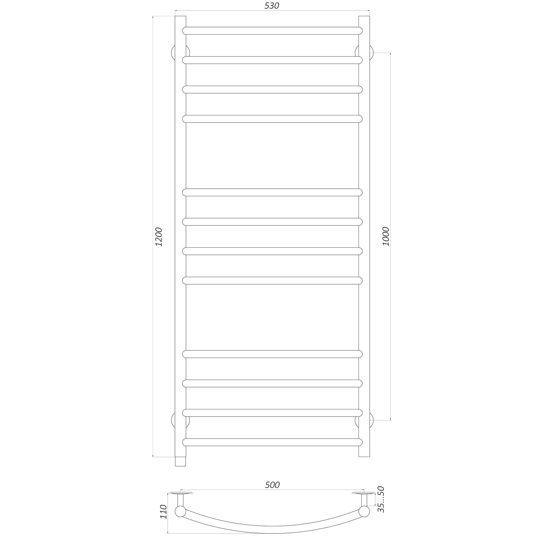Рушникосушарка UNIO LDE ER 1200-500-12 BLK Драбинка Дуга Еліт електро чорна - Image 5