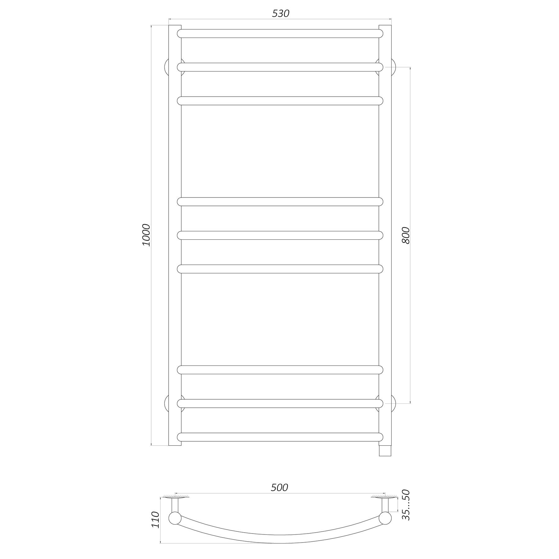 Рушникосушарка UNIO LDE EL 1000-500-9 BLK Драбинка Дуга Еліт електро чорна - Image 5