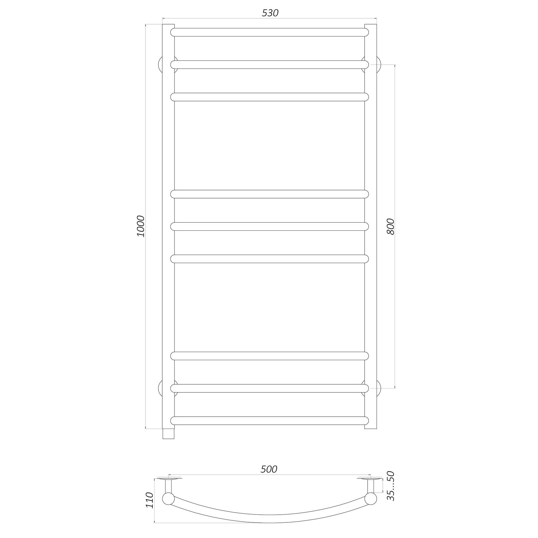 Рушникосушарка UNIO LDE ER 1000-500-9 BLK Драбинка Дуга Еліт електро чорна - Image 5