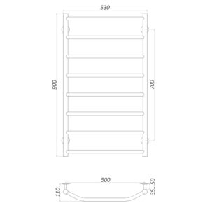 Рушникосушарка UNIO LT ER 900-500-8 Драбинка Трапеція електро - Image 5