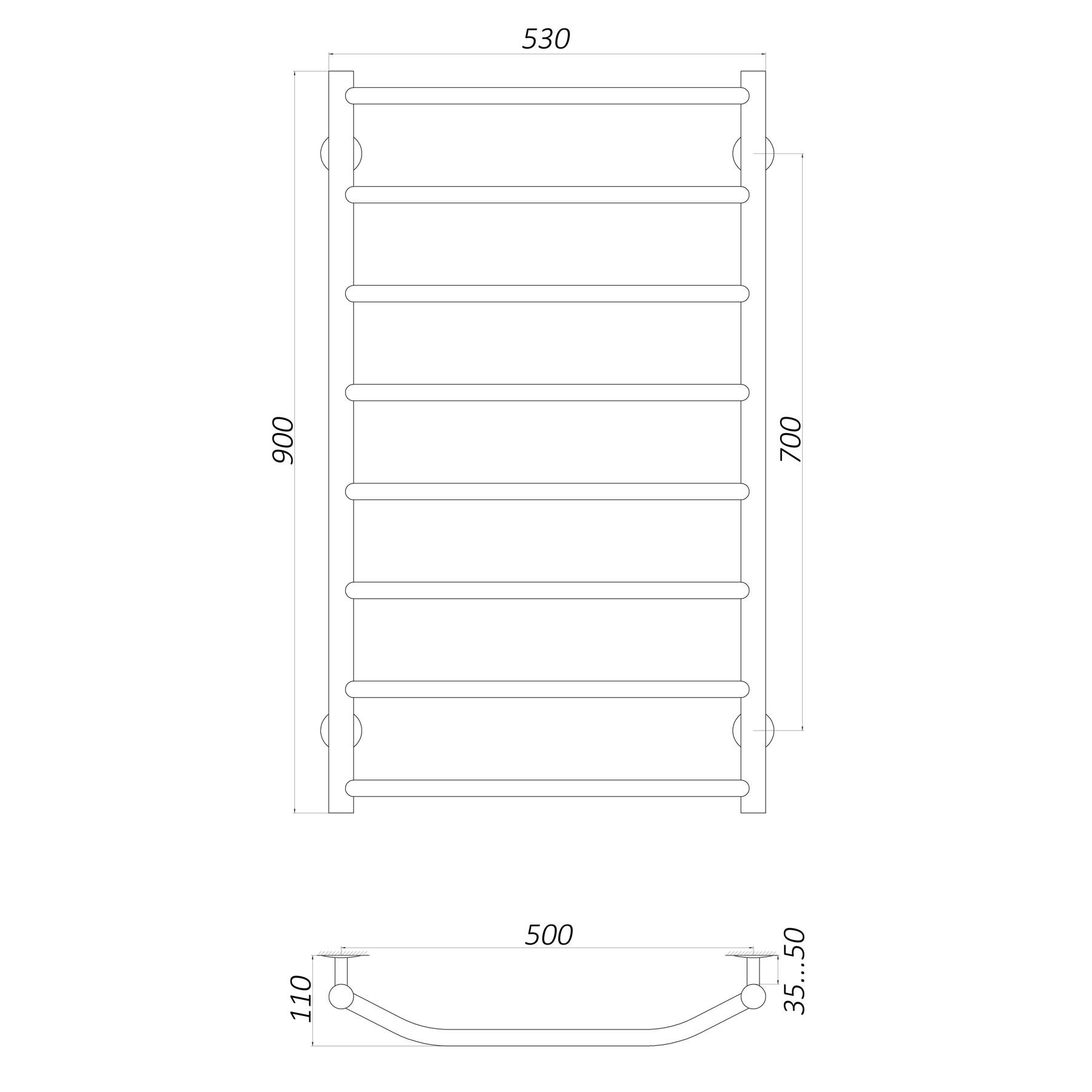 Рушникосушарка UNIO LT ER 900-500-8 Драбинка Трапеція електро - Image 5