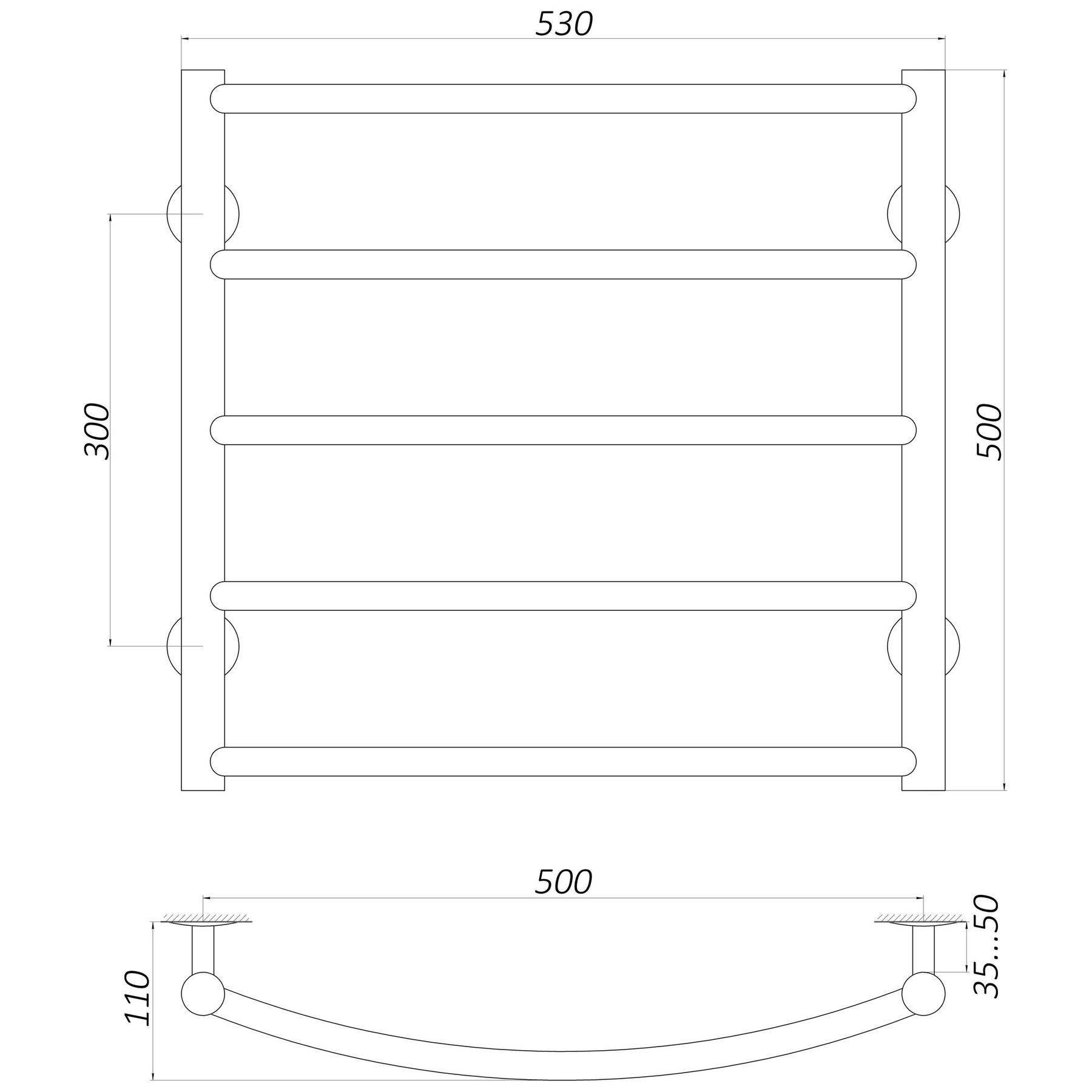 Рушникосушарка UNIO LD W 500-500-5 BLK Драбинка Дуга вода чорна - Image 5