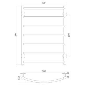 Рушникосушарка UNIO LD W 700-500-7 BLK Драбинка Дуга вода чорна - Image 5
