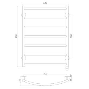 Рушникосушарка UNIO LD ER 700-500-7 BLK Драбинка Дуга електро чорна - Image 5