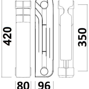 Радіатор біметалевий секційний QUEEN THERM 350/96 (кратно 10) - Image 3