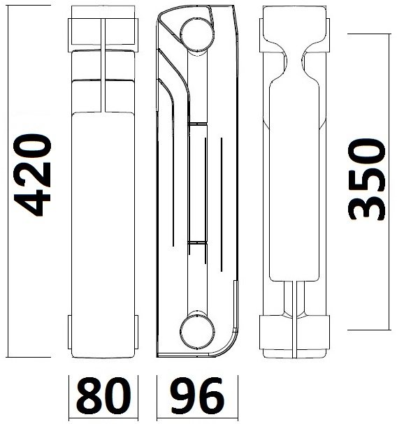 Радіатор біметалевий секційний QUEEN THERM 350/96 (кратно 10)