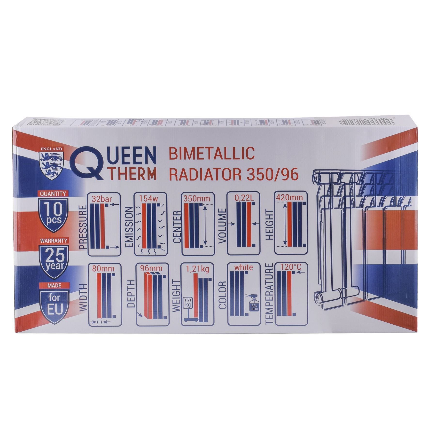 Радіатор біметалевий секційний QUEEN THERM 350/96 (кратно 10) - Image 5