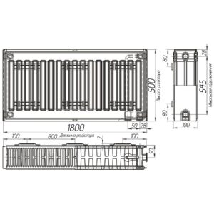 Радіатор сталевий 22/500х1800 низ-справа/бок OPTIMUM (без клапана INNER) - Image 2