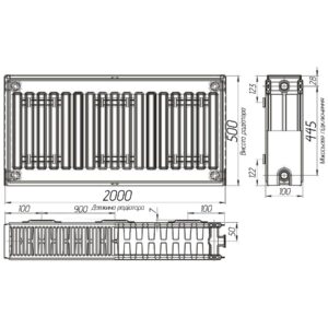 Радіатор сталевий 22/500х2000 бок KALITE - Image 2