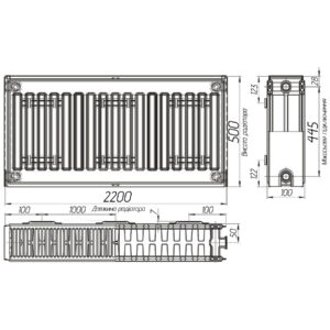 Радіатор сталевий 22/500х2200 бок KALITE - Image 2