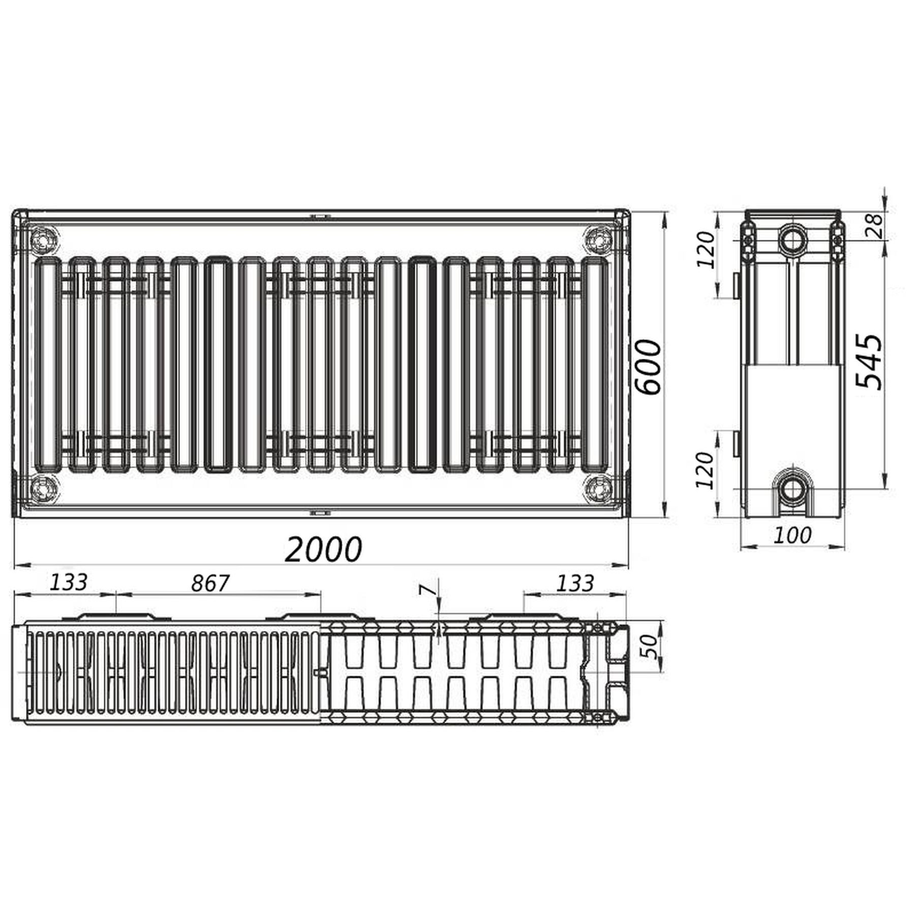 Радіатор сталевий 22/600х2000 бок KALITE - Image 3