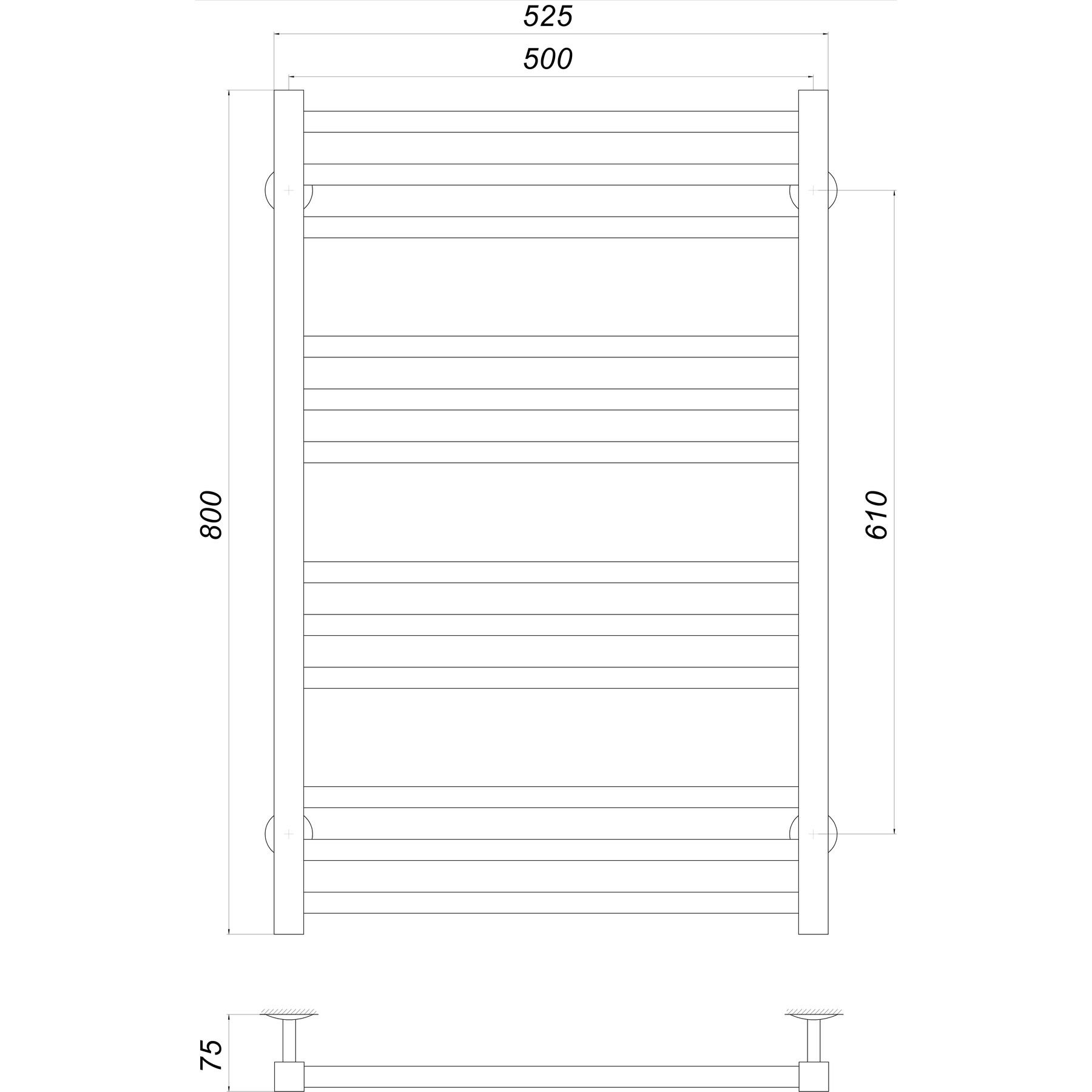 Рушникосушарка UNIO MS W 800-500-12 Модена вода - Image 4