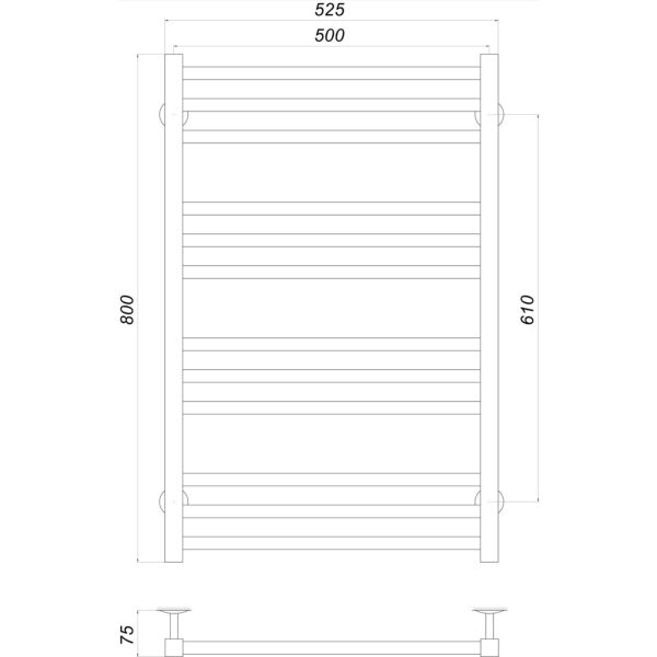 Рушникосушарка UNIO MS W 800-500-12 BLK Модена вода чорна