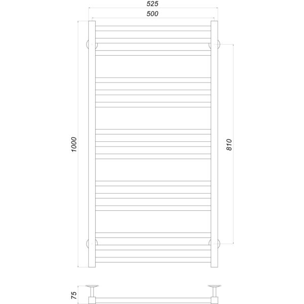 Рушникосушарка UNIO MS W 1000-500-15 BLK Модена вода чорна