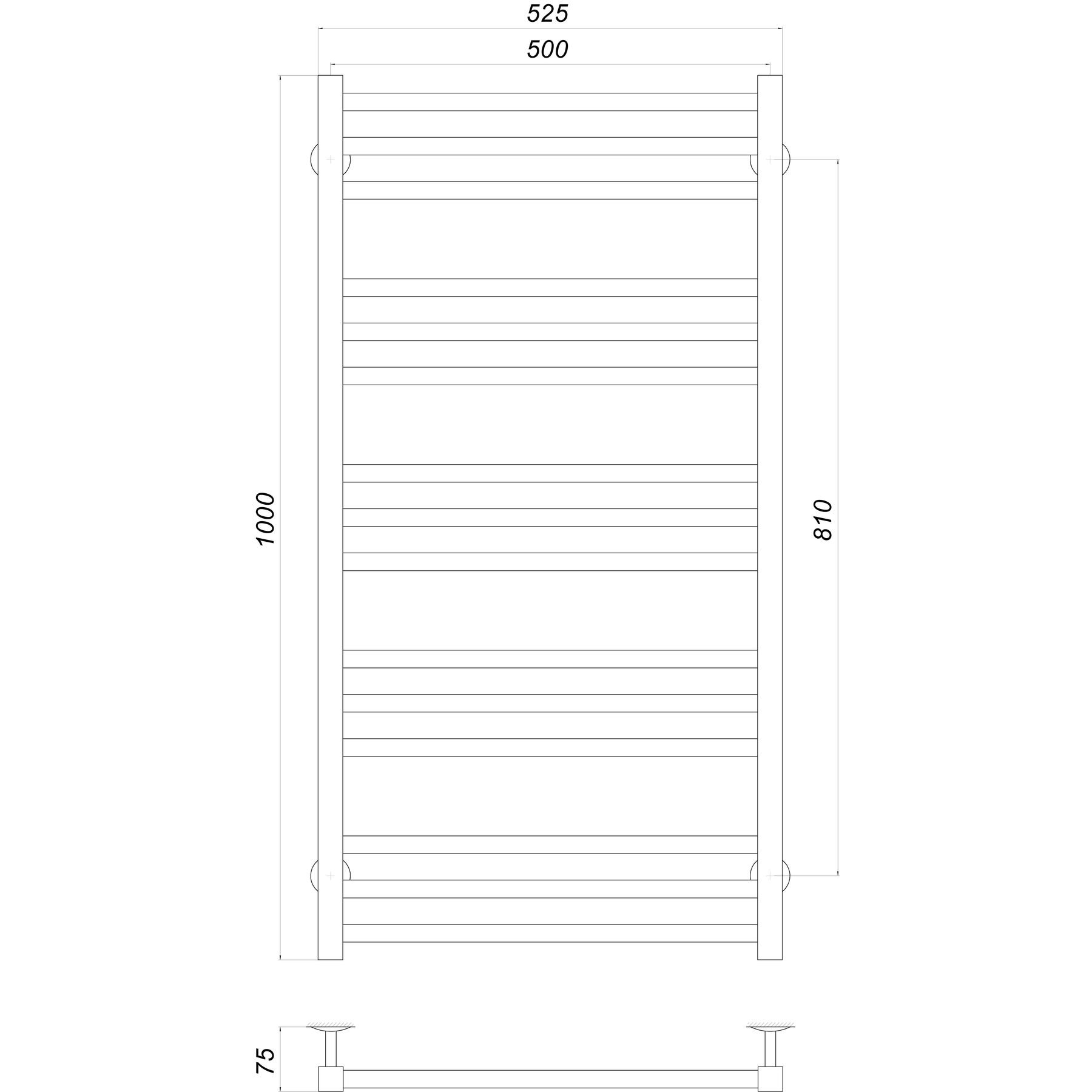 Рушникосушарка UNIO MS W 1000-500-15 BLK Модена вода чорна - Image 4